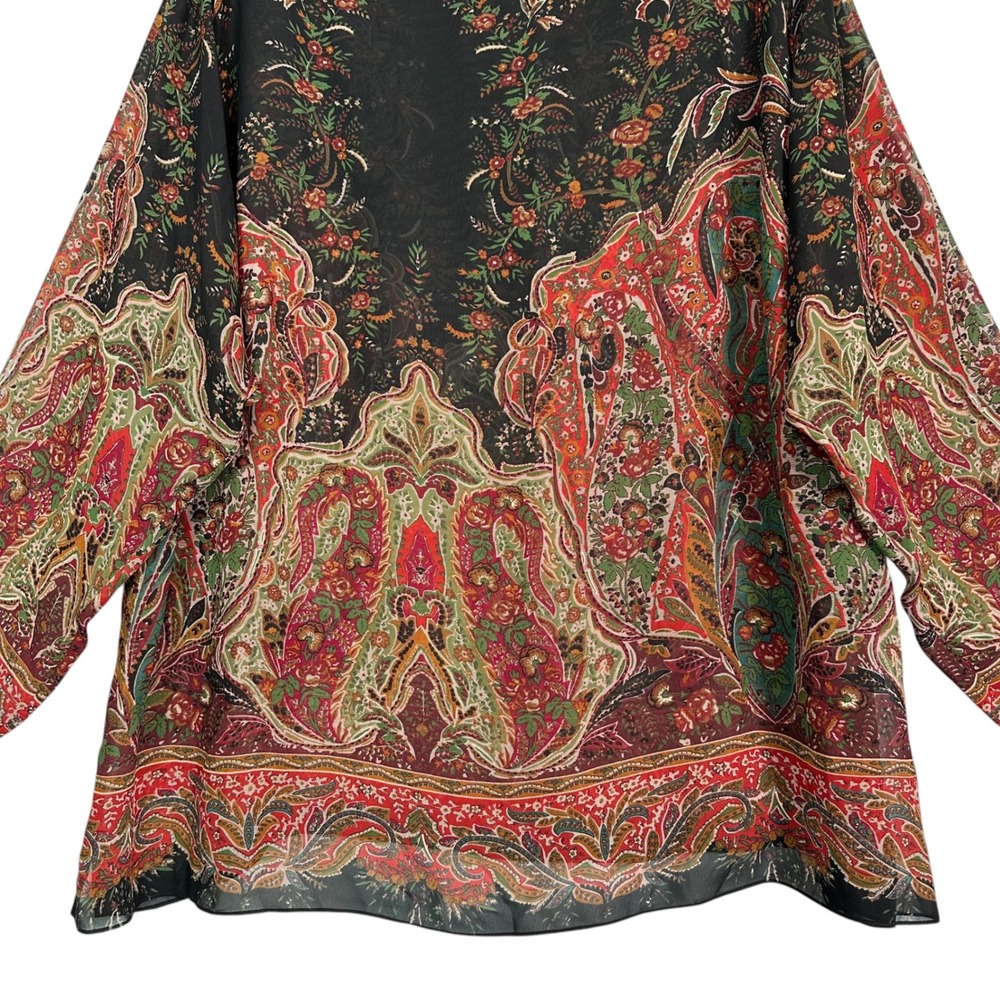 Lauren Ralph Lauren Womens 3X Paisley Floral Sheer Peasant Boho Blouse Top - Picture 4 of 12